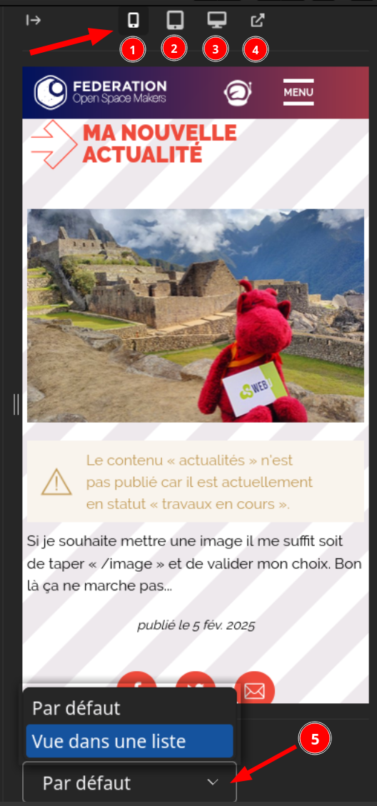 Différentes résolutions d'affichage pour la preview dans l'admin de wagtail