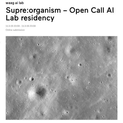 Supre:organism – appel à candidatures d'artistes pour une résidence au  AI Lab au Waag